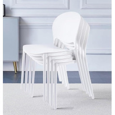Hallowood Furniture Stoker Dining Chairs Set of 4, Stackable White Dining Chairs, Plastic Chairs, Assembly Free Dining Chairs, Plastic Office Chairs, Chairs for Dining Room, Kitchen, Bar &