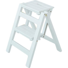 Wooden Folding Step Ladder 2 Steps Stool Portable Ladder Chair Non-Slip Compact Milti-function Safety Household Small Footstool Stair Chair (Color : B)