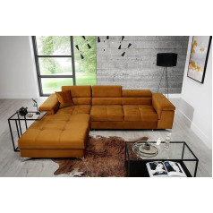 All4All Roco Corner Sofa - Sleep Function - Bed Box - Small Corner Sofa - Comfort - L-Shape - Couch - Corner Couch - Sofa Bed - Space-Saving - 281 x 205 x 88 cm - 23 - Monolith48, Left