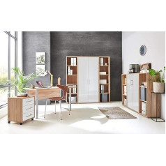 Moebel-Dich-Auf.de Tabor Office 5 Office Furniture Complete Set Sonoma Oak / White High Gloss