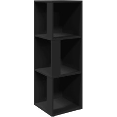 Vidaxl Corner Shelving Unit with 3 Compartments Bookshelf Wall Shelf Corner Cabinet Decorative Living Room Bedroom Office Black 33 x 33 x 100 cm Wood Material