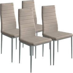 Bakaji Tortora Set of 4 Chairs Modern Dining Room Kitchen Seat Upholstered Faux Leather 4 x Chairs in Promo Frame and Cover in Faux Leather Tortora