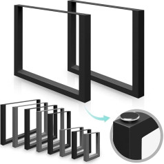 MIADOMODO® Table Frame - Black/Grey, Steel, Industrial, for Dining Table/Coffee Table/Desk/Living Room Table, Rectangular, Sturdy, Heavy Duty, Choice of Sizes (Black, 90 x 72 cm (L x H))
