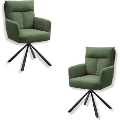 Stella Trading Sofia Dining Room Chairs Set of 2 with Black Metal Frame and Cord Cover, Green, Comfortable Chairs for Dining Room and Living Room, 60 x 93 x 67 cm (W x H x D)