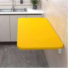 Fengshouu Foldable Hanging Work Table, Wall Table, Wall Cabinet, Office Table, Kitchen Table, Floating Laptop Table, Dining Table, Foldable, Wall-Mounted Computer Desk, Yellow (110 x 20 cm/43 x 8 in)
