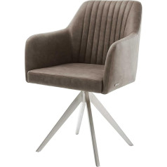 Delife Greg-Flex Swivel Chair Cross Frame Angled Stainless Steel Taupe Vintage 180° Rotatable