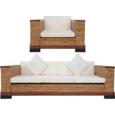 Generisch jiangboyue 278621 2-Piece Sofa Set with Cushions Natural Rattan