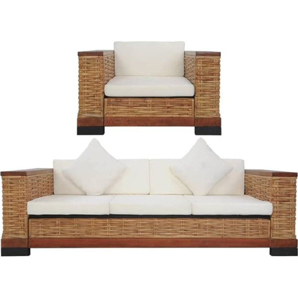 Generisch jiangboyue 278621 2-Piece Sofa Set with Cushions Natural Rattan