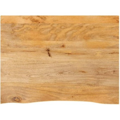 Vidaxl Table Top, Wooden Top with Wane Edge, Solid Wood Top for Dining Table, Coffee Table, Replacement Table Top, 80 x 60 x 2.5 cm, Solid Wood Mango