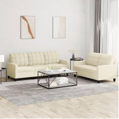 Generisch 2-TLG. Sofagarnitur mit Kissen Creme Kunstleder,jiangboyue-3201379