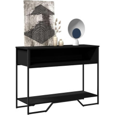 Makastle Konsolentisch mit Ablagen, schmaler Sofatisch Eingangstisch für Wohnzimmer, Flur, Eingang, Couchtisch hinter Sofa, einfache Montage, Schwarz 100x35x74,5 cm