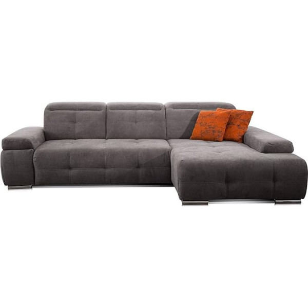 Cavadore Mistrel Sofa Bed with Long Chair / XL Right / Large Corner Couch in Modern Design / with Bed Function Wave Under Suspension