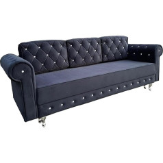 Ares Meble Meble Ares Felix Modern Sofa - Elegant Sofa with Sleep Function and Bed Box - Practical Sofa Bed Extendable to the Living Room - Comfortable Couch L Shape - Silver Legs, Velvet Black