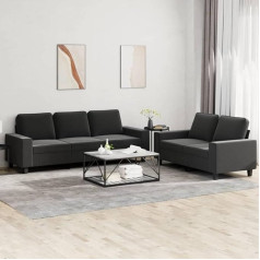 Homgoday 2-Piece Sofa Set Living Room Sofa Couch with Backrest Lounge Sofa Upholstered Sofa Guest Sofa Couch Set Modern Seat Furniture for Living Room Office Bedroom Black Fabric
