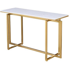 XAoSCd White Marble Console Table, 31.4 Inch Sofa Table, Foyer Table with Golden Metal Frame, Side Table for the Living Room, Sturdy,