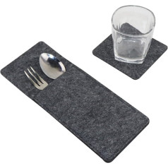 Pretyzoom 6 Sets Filz Tischsets Platzsets Und Bestecktaschen Set Hitzebeständige Platzmatten Pro Set Für Essbereich Und Picknick