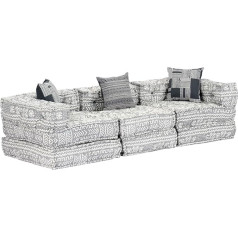 Vidaxl Pouf 3-Seater Modular Seat Pouf Seat Cushion Sofa Floor Cushion Lounge Sofa Upholstered Sofa Bed Guest Bed Light Grey Fabric