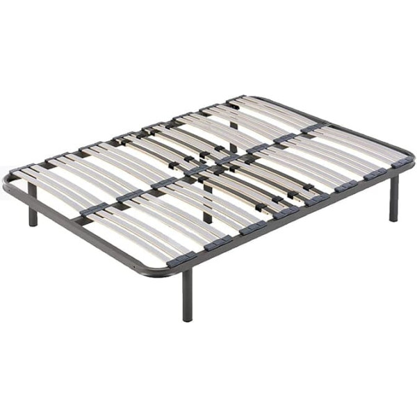 HOGAR24 ES Slatted Frame with Lumbar Adjustment and 5 Cylindrical Legs of 26 cm 150 x 190 cm Metallic 150 x 190 cm