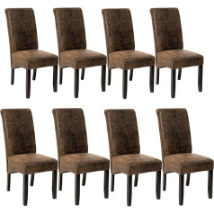 Tectake ® Set of 8 Chairs, Faux Leather Chairs with High Backrests, Ergonomic Shape, Comfortable Armchairs for Kitchen Table, Dining Table, Dining Room Chairs, Kitchen Chairs or Living Room - Antique