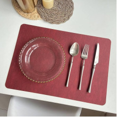 Mesnt Tischset Rechteckig, 2er-Set Schmutzabweisendes Rechteck Platzset Modern, Tischset für Küchen Zuhause Esszimmertisch Restaurant, 43x30cm, Rot