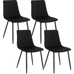 Klihome K0007EZS-4 Dining Room Chairs, Kitchen Chairs, Dining Room Chairs, Upholstered Chair, Living Room Chair, Design Chair, with Backrest Metal Legs, Velvet Seat, Black