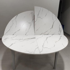 Klappbare weiße Tischplatte, runder Bankett- und Veranstaltungstisch mit Marmormaserung, leicht zu verstauender Massivholztisch, nur Esstischplatten, Keine Beine (200 cm (79 Zoll))