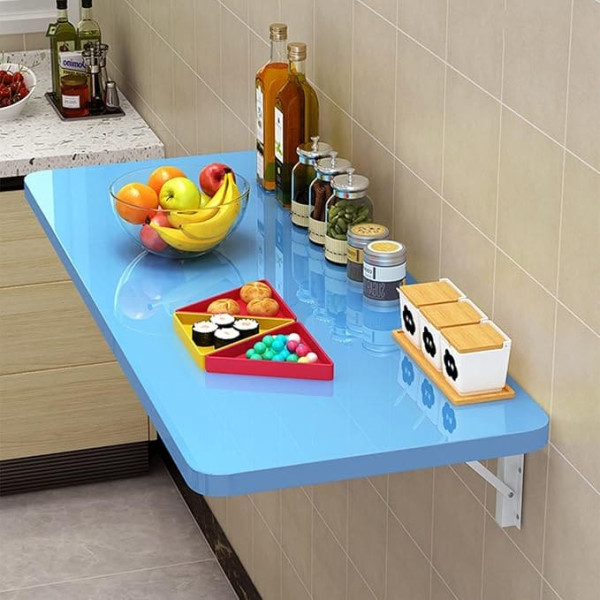 Generisch Robuster Klapptisch für kleine Räume, ideal für Küche, Waschküche und Restaurant, 100 x 30 cm, Blau