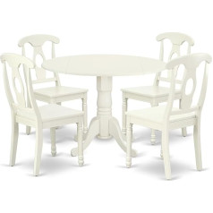 East West Furniture Dublin The 5-Piece Dining Room Furniture Set Includes Round Kitchen Table with Dropleaf and 4 Dining Chairs, Wood, Dlke5-LWH-W, 42 x 42 Inches