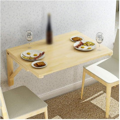 Geovne Pine Wood Folding Table for Wall Mounting, Folding Table Kitchen Dining Table, Space Saving Bedroom Computer Table, Folding Wall Table Children Desk