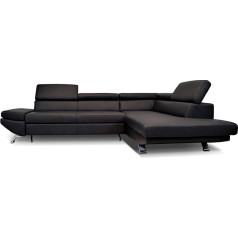 Quattro Meble Varsovia Real Leather Corner Sofa, 278 x 210 cm, Made of High-Quality Italian Natural Leather, Sofa Couch with Headrests, Real Leather, Corner Couch, Many Colours (278 x 210 cm, Corner