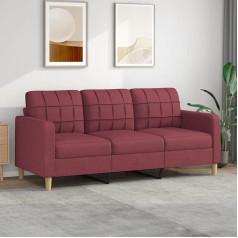 Chaduof 3 Seater Sofa Wine Red 180 cm Fabric Sofa Living Room Youth Sofa Relax Sofa Sofas & Couches Sofa for Bedroom Youth Children's Room