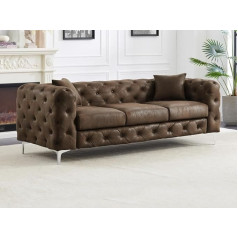 Vente-Unique - Chesterfield Sofa 3 Seater - Microfibre - Vintage Leather Look - Edwina