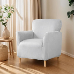 ‎Okyuk OKYUK Luxury Velvet Chair Covers for Banquet Chair Armrests Stretch Chair Covers for Living Room Soft Armchair Slipcover Non-Slip Dog Friendly Furniture Protector (Light Grey)