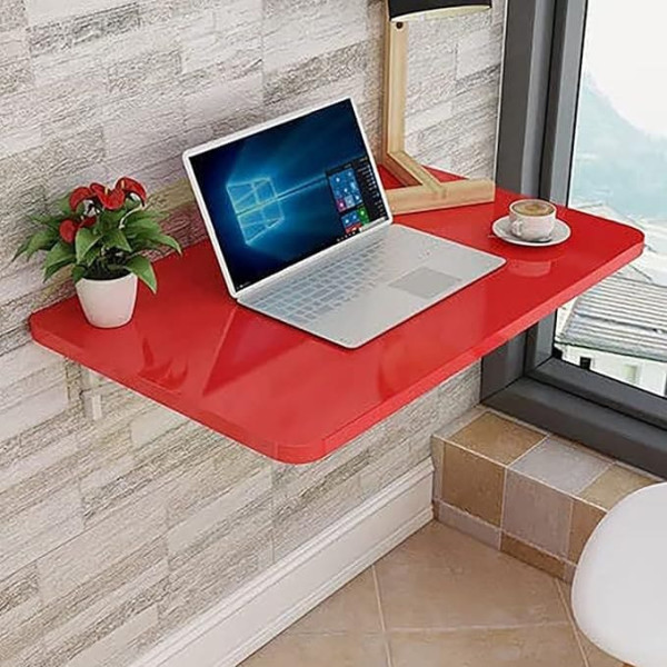 Generisch Klapptisch mit Blättern, zur Wandmontage, für Zuhause, Büro, Küche, Rot, 100 x 30 cm
