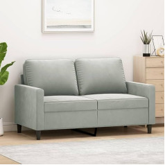Lapooh 359189 2-Seater Sofa, Light Grey, 120 cm, Velvet, Lounge Sofa, Sofas & Couches, Relax Sofa, Couch for Living Room, Couch with Sleep Function