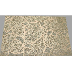 Amdxd Set of 6 Place Mats Retro Vintage Square PVC Place Mats for Birthday Rectangular with Leaf Pattern Non-Slip Table Mat Christmas Gold for Kitchen Home 45 x 30 cm