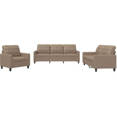 Vidaxl Sofa Set 3-Piece Armchair Couch with Cushion, Sofa Living Room Sofa with Armrests, Couch Set, Designer Sofa, Seating Furniture, Upholstered Furniture, Cappuccino Brown Faux Leather