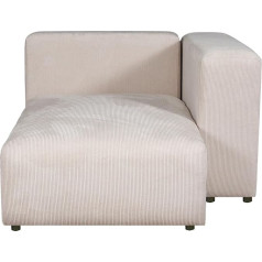 [En.casa] Suldal Longchair Sofa Module with Armrest Right Chaise Longue Sofa Element Modular Sofa Padded 153 x 109 x 68 cm Cord Couch Element Beige