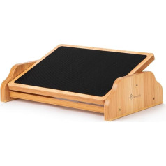 Strongtek Wooden Under Desk Footrest with Non-Slip Surface, Swing Footstool for Home Office, Swing Footstool with 30 Degree Tilt Angle