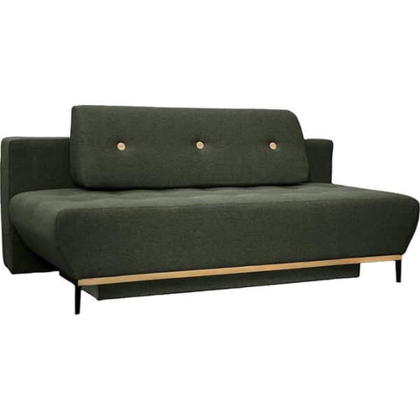 Kaiser Möbel , Sofa with Sleep Function and Bed Box, Molina Sofa Bed, Sofa with 3-Seater, Stylish Fabric Sofa with Buttons, Quilted, Modern Sofa Bed, Scandinavian Style, Neve Green Fabric