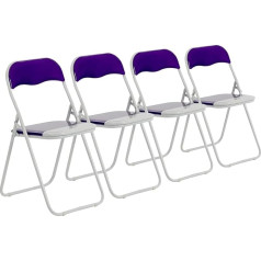 Harbour Housewares Coloured Padded Folding Chairs - Purple - Pack of 4 - Easy Store Foldable Desk Chair with Metal Frame for Office Dining Kitchen