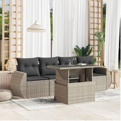 Homgoday Gartenmöbel-Set 5-teilig mit Kissen hellgrau Polyrattan, Möbel Set Schlafsofa Wohnzimmer Couch, Set Sofa für den Außenbereich für den Garten, Outdoor Typ3268362