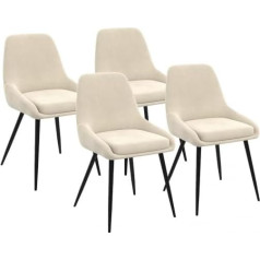 Idmarket - Set of 4 Beige Velour Thalaya Chairs with Armrests
