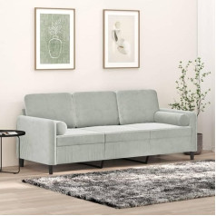 Generisch Jiangboyue-3200891 3-Seater Sofa with Decorative Cushion Light Grey 180 cm Velvet
