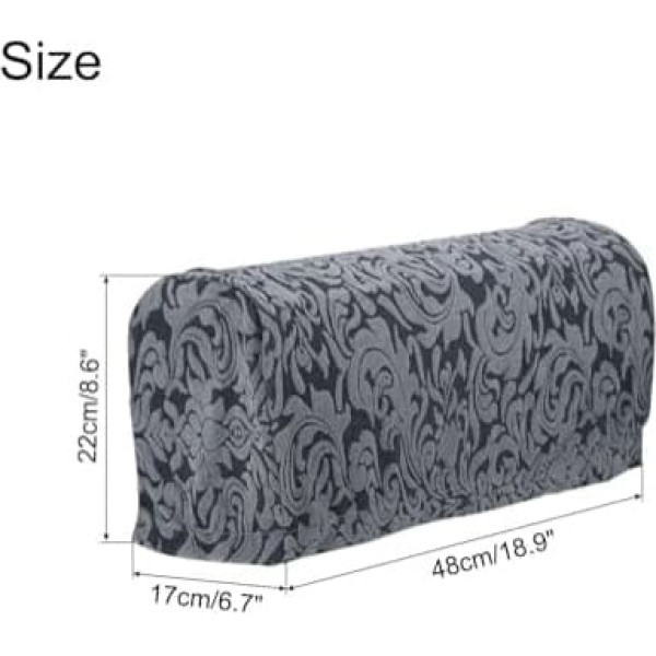 Sourcing Map sourcing map Stretch Armrest Covers for Chairs and Sofas, Sofa Armrests with Swivel Pin, Non-Slip Furniture Protector, Armchair Slipcovers for Sofa, Chair, Recliner, Grey, Pack of 2