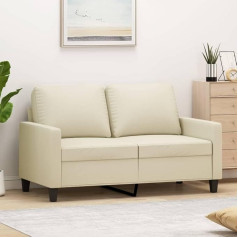 Mengtu 2-Seater Sofa Double Sofa Couch Lounge Sofa Relax Sofa Upholstered Sofa Guest Sofa Loveseat Sofa for Living Room Bedroom Guest Room Cream 120 cm Faux Leather