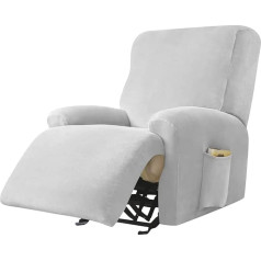 ‎Highdi Highdi Stretch Cover for Recliner Chair, Complete Armchair Protector, Stretch Recliner Chair Covers, 1 Piece, Plain Velvet, Elastic Armchair Cover for TV Chair, Lounger, Armchair (Light Grey)