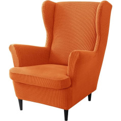 ‎Jhld JHLD Pack of 2 Stretch Covers for Wing Chair, Soft Jacquard Wing Chair Protective Cover with Elastic Base, Armchair Cover for Wing Chair for Living Room, Orange, Pack of 2
