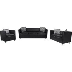 Vidaxl Jeu de canapé à 2 places et à 3 places et fauteuil Noir
