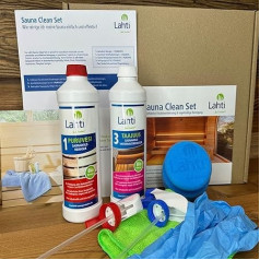 Lahti Sauna Clean Set - Premium Complete Solution for Sauna Cleaning | Effective for Sauna Wood & Tiles | Sustainable & Biodegradable | Includes Accessories
